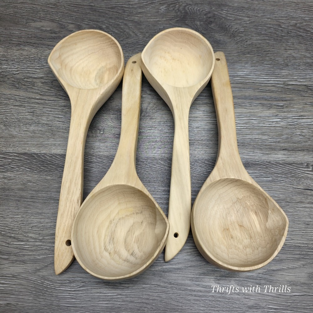 4 Peice Wooden Soup Ladles - Excellent For All Types Of Cooking And Serving Food